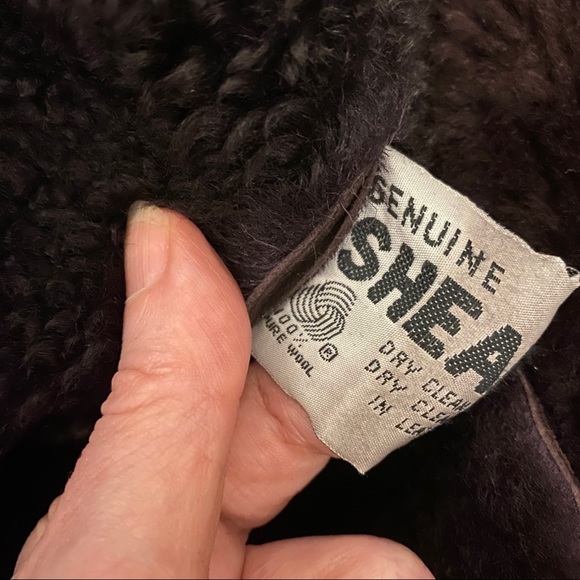 SHEARLING Hooded Winter Coat S Neiman Marcus Barcelona Spain dark rich purple - Picture 4 of 5